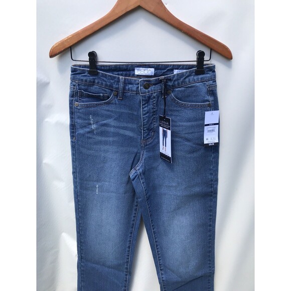 Sofia Vergara Leslie Slim Straight Jeans Womens 2 Assymetrical Hem - Picture 4 of 10